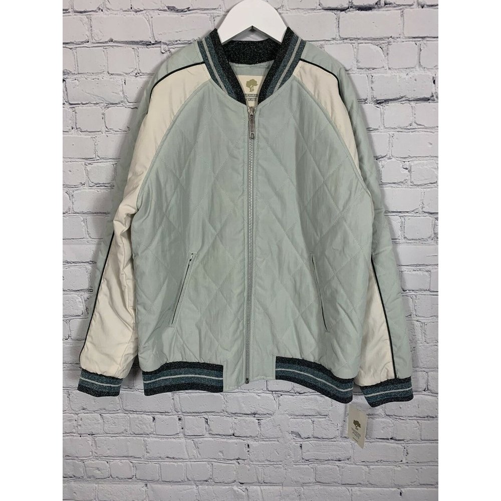 Tucker Tate Nordstrom Quilted Bomber Jacket Size Large (10-12) Mint Green New
